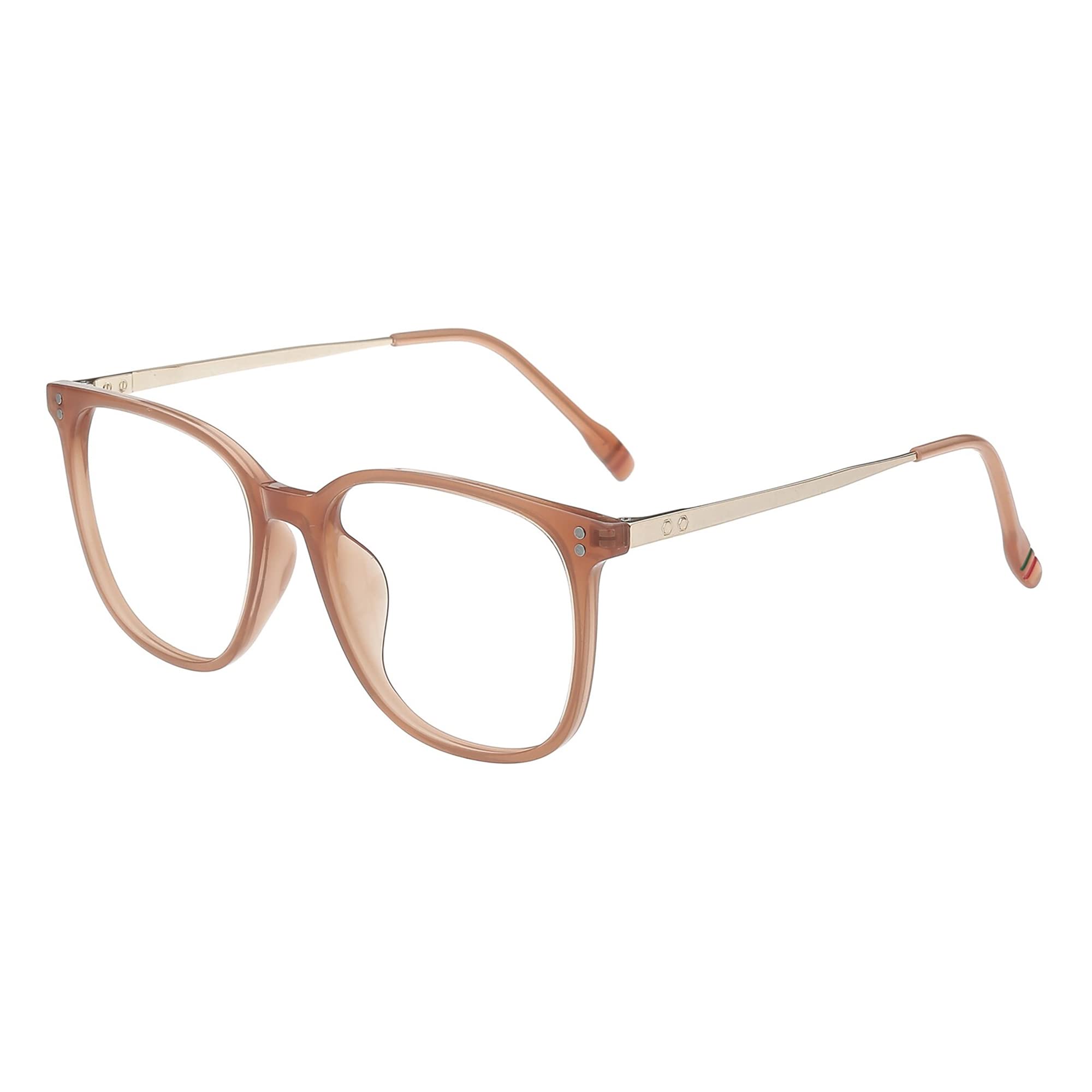 Photo 1 of GUDVUE Oversized Blue Light Glasses, Computer Reading/Gaming/Phones Glasses, Anti Glare/UV400/Eye Strain, Large Square Frame, Brown/Golden