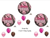 PINK MOSSY OAK Camouflage Happy Birthday Party Balloons Favors Decorations Supplies