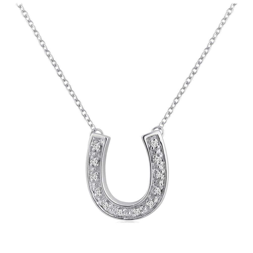 1/10ct TW Diamond Horseshoe Necklace in Sterling Silver
