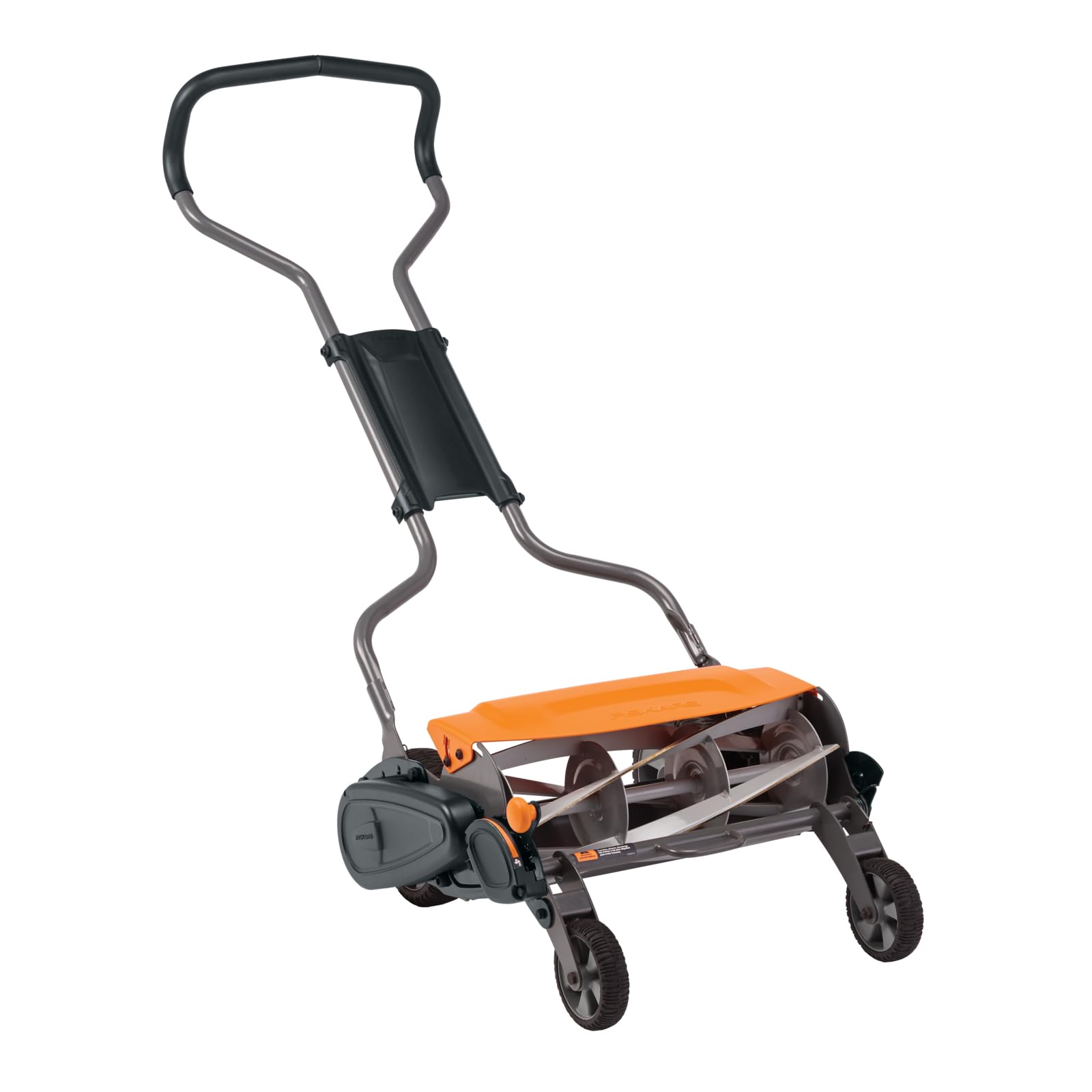 Fiskars Cortacésped de empuje, cortacésped de carrete manual de ancho de corte sin motor, cuidado del césped de carrete manual ecológico, 18, negro