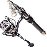 Sougayilang Mini Spinning Fishing Rod and Reel Combos Portable Pocket Telescopic Fishing Pole Spinning Fishing Reel for Kids & Adults Travel Saltwater Freshwater Fishing