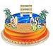 Surf Cake Topper with Sugar Surfboards, Sugar Hibiscus Flowers, Palm Trees and Surf Sign