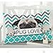InterestPrint Puppy Pug Dog Pug Love Green Chevron Pattern Pillowcase Standard Size 20 x 30 Inches One Side, A Pug Dog with Pug Love in Hands Chevron Pillow Cases Cover Shams Decorative