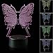 3D Illusion Butterfly Night Light Lamp with 7 Color Change, Touch Base, Power by AA Batteries