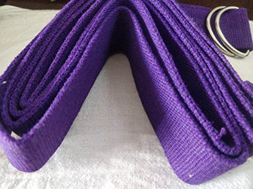 Durable Handwoven Cotton Yoga/Exercise Strap or belt for stretching, general fitness, flexibility, yoga, physical therapy - Purple