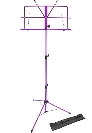Lawrence LMS02-PU Notenständer (klappbar, verstellbar, Metall, mit Tragetasche) Lila
