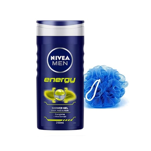 NIVEA Men Energy Shower Gel, 250 ml with Free Loofah