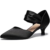 GotSoft Womens Low Kitten Heels Pointed Toe Slip on Pumps Ankle Strap Elegant Party Wedding Dress Shoes