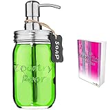 Ball Mason Jar Soap Dispenser & Chalkboard Tag by Country Pear: Stainless Steel Chrome & Rust Proof Coating (Incl Glass Jar)