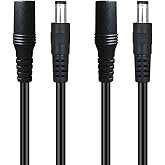 SIOCEN【2-Pack 3ft DC Extension Cable 5.5mm x 2.1mm Male to Female Power Cord for CCTV Security Surveillance Indoor IP Camera 