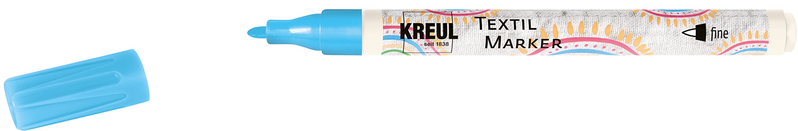 Kreul 90667 Javana Texi Mäx Sunny Fabric Paint Pen, Fine, 1 – 2 mm Light Blue