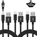 Lightning Protection Cable, Hoperain 3 Pack 3FT Heavy Duty Nylon Braid Lightning to USB Cable Charger for iPhone 7/7 Plus / 6 / 6s / 6Plus / 6s Plus / 5 / 5c / 5s / SE(Black)
