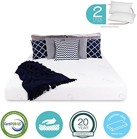 8" inch COOL & GEL Memory Foam Mattress - Triple-Layered - Certipur-US Certified - Medium Firm - 20-Year Warranty (Queen)