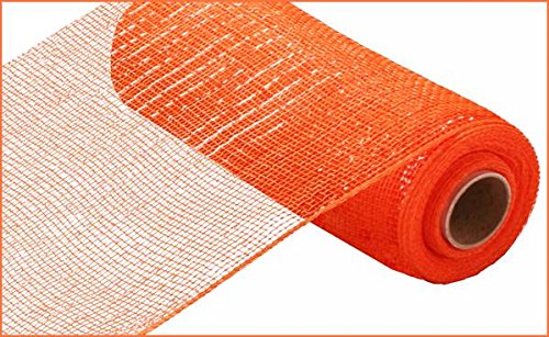 10 inch x 30 feet deco poly mesh ribbon - orange with o…