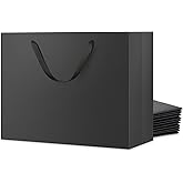 JINMING 12 Extra Large Gift Bags 16x6x12 Inches, Matte Black Gift Bags, Premium Gift Bags with Handles for Mother's Day, Father's Day and All Occasions