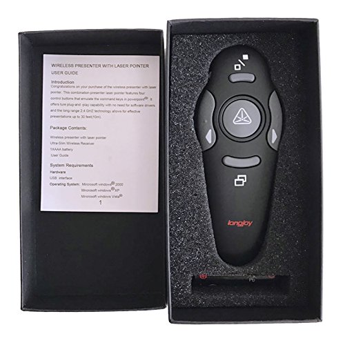 Longjoy RF 2.4GHz Wireless Presenter Remote Presentation USB Control PowerPoint PPT Clicker