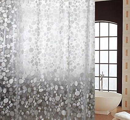 Khushi Creation PVC Shower Transparent Curtain in Coin 3D Design (Width-54 inches X Height-84 inches) 7 Feet