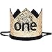 Maticr Glitter First Birthday Crown Baby Boy 1st Bday Party Hat Cake Smash Photo Prop (Large Gold & Black One)