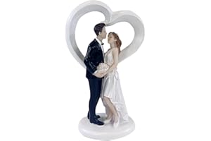 HOXIEYA Wedding Cake Toppers - Handmade Wdding Cake Plastic Topper for Cake Decoration -Bride and Groom Figures Ornament Toy Gifts Decorations (heart)