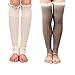 Spring Fever Crochet Lace Trim Cotton Knit Leg Warmers Boot Socks, Beige & Khaki