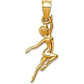 JewelryWeb 14k Solid Yellow Gold Dancer Pendant Necklace 23x8.3mm Wide Pendant for Women
