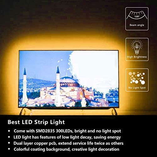 HOMELYLIFE 12V LED Strip Light Warm White SMD 2835 - Non-Waterproof 16.4Ft 300 LEDs Tape Lights for Home, Party, DIY Decor and More - Warm White Coating