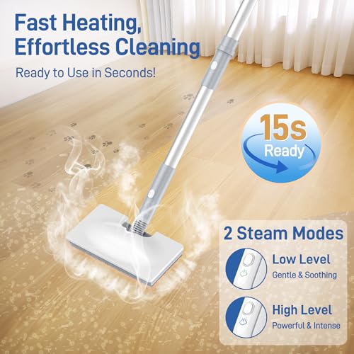 Ariceck FV07 Multifunctional Steam Mop | 6-in-1 Deep Cleaning System | 15 Second Heating | Removes 99.9% of Bacteria and Mites | Suitable for Hardwood and Tile Floors | Heating in 15s | Removes 99.9% of Bacteria and Mites | Suitable for Hardwood and Tile Floors