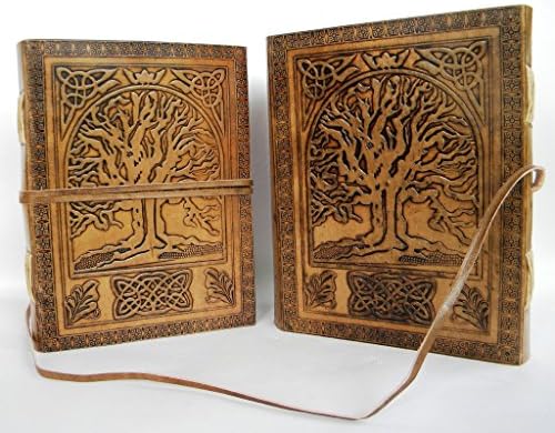 Incredible Indian Art Ancient Tree Of Life Embossed Leather Journal Unique Indian Gift - Sacred Oak Tree Leather Blank Book