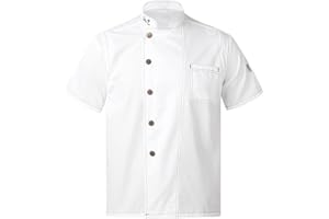 HULIJA Unisex Men Women Breathable Chef Jacket Cooking Coats Canteen Work Chef Coat Hotel Restaurant Work Uniform