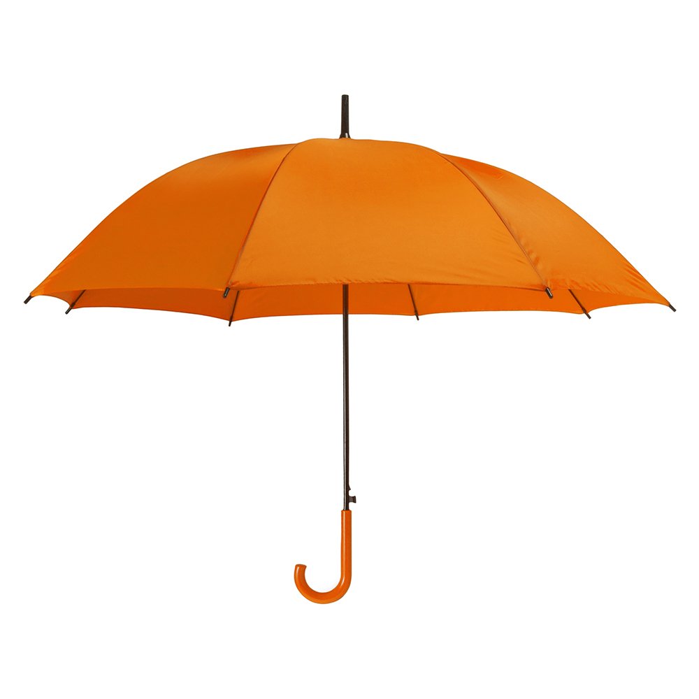 eBuyGB Pack of 4 Automatic Opening Plastic Crook Curved Handle Wedding Umbrella Coloured Rainproof for Men, Women, Kids, Unisex, Bridal Brolly - Orange 41.5 Inch / 105cm Span 82cm Length