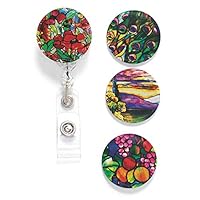 Buttonsmith Tiffany Poppies Tinker Reel Retractable Badge Reel - with Alligator Clip and Extra-Long 36 inch Standard Duty Cord - Made in The USA