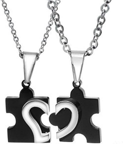 Amazon アイドルコ Idolco ペアネックレス カップル 人気 二個セット ステンレス パズル ハート モチーフ お揃い 恋人 メンズ レディース ペンダント アクセサリー ネックレス 通販