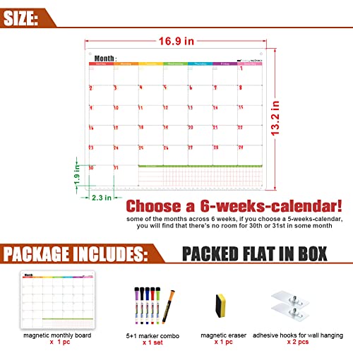 Dry Erase Calendar for Refrigerator or for Wall Monthly