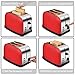 COSSCCI Red Toaster 2 Slice Stainless Steel Toaster with Wide Slots,Removable Crumb Tray,High Lift Lever, Reheat Defrost and 7 Shade Setting