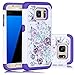 Galaxy S7 Case, HengTech (TM) Premium Durable Dual Layer Hard & Soft Hybrid Rhinestone Bling Armor Defender [ Anti Scratch ] Phone Case Cover Shell for Samsung Galaxy S7 (Floral- White/Purple)
