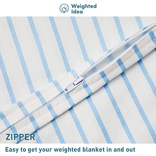Weighted Idea Weighted Blanket Removable Duvet Cover 48''x78'' (100% Natual Cotton, Blue/White)