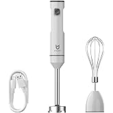 UTALENT Cordless Hand Blender with whisk for Smoothies, Milkshakes &amp; Soups | Variable speed immersion blender, Pure Copper Winding Brushless Motor, USB-C rechargeable, Long-lasting, Ice crush blade