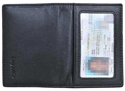 RFID Slim Wallet Men Thin Bifold Front Pocket Wallet Genuine Leather Card Holder (Black)
