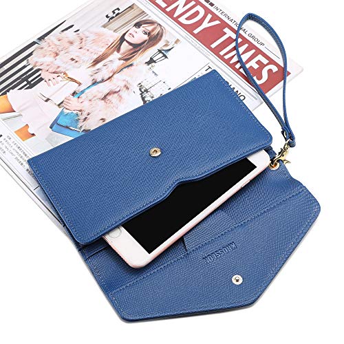 Krosslon Rfid Passport Holder Wristlet Travel Wallet Trifold Documents Organizer Slim Purse, Fit US UK CA Passport Cover Best Traveling Accessories for Women, Turkish Blue(2#)