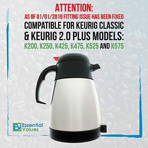Essential Values Thermal Carafe for Keurig 2.0 & Plus Models, 1L / 32oz