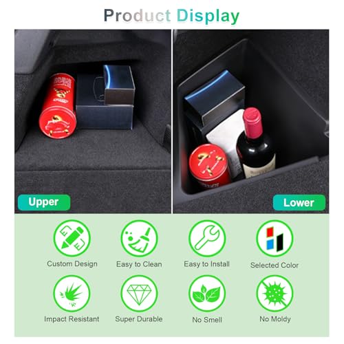 [Enhanced] GAFAT Tesla Model Y Juniper 2025 2026 Trunk Organizer, Model Y 2025 Trunk Storage Box, Waterproof TPE with Flocked Lid, Tesla Model Y 2025 Accessories (Pack of 2)