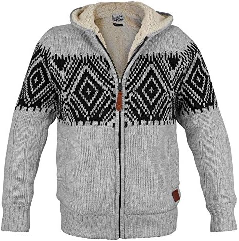 Poolman Nordic Knitted Hooded Jacket, Lined with Fur