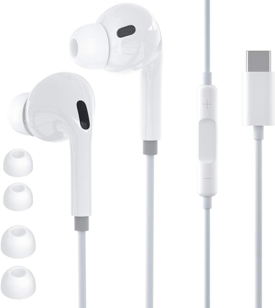 iMangoo USB C Headphones Type C Earphones for iPhone 16 15,in Ear Wired Earbuds Headphones HiFi Stereo with Mic and Volume Control for Galaxy A55 A35 Z Flip6 S24 Ultra S23 S22+ Pixel 8a 9 Pro Oneplus