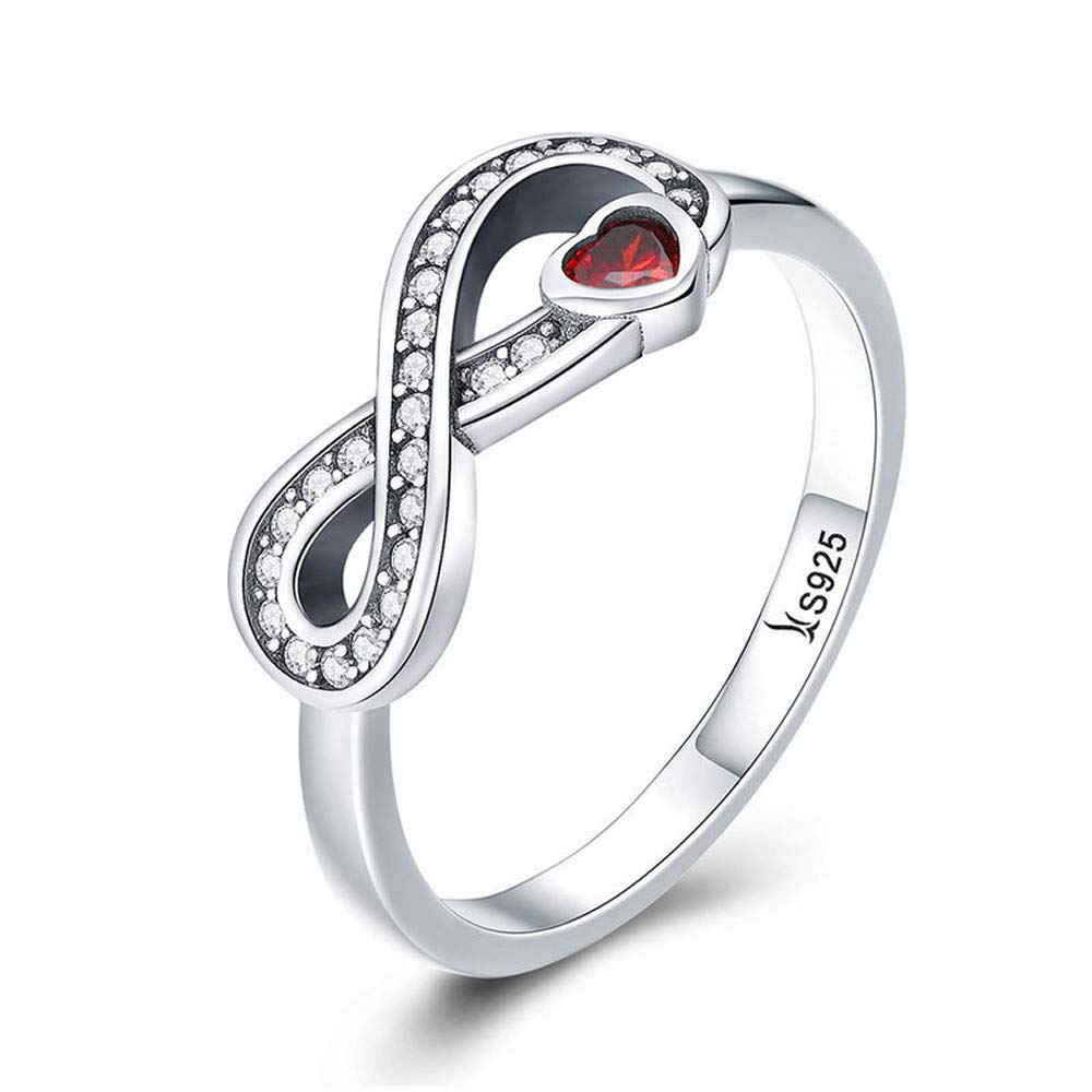 100% 925 Sterling Silver Infinity Love Forever Heart Clear CZ Finger Ring for Women Wedding Engagement Jewellery (7)