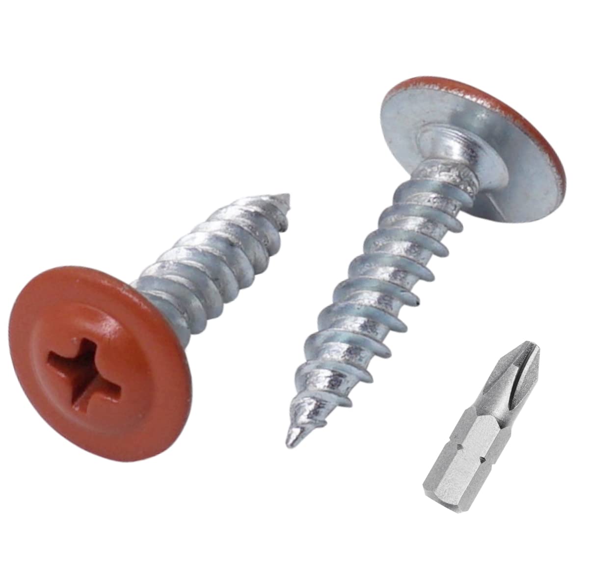 (Pack of 50 pcs) Painted 4.2 x 19 mm Wood Screws, Self Tapping Metal Screws, Phillips Modified Truss Head, Wafer Head (50, Copper Brown RAL 8004)