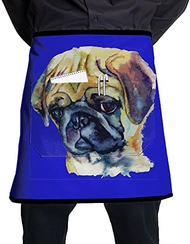 Vhds Kitchen Aprons Pug Graffiti Paint Durable Adjustable Cooking Bib Aprons Half Professional Chefs Kitchen Aprons With Pockets