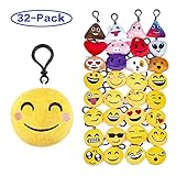 Olicity Emoji Keychain, Emoji Party Favors Mini and Cute Plush Pillows, Emoji Party Supplies for Kids Christmas, Birthday, Classroom Rewards, 2” , Pack of 32