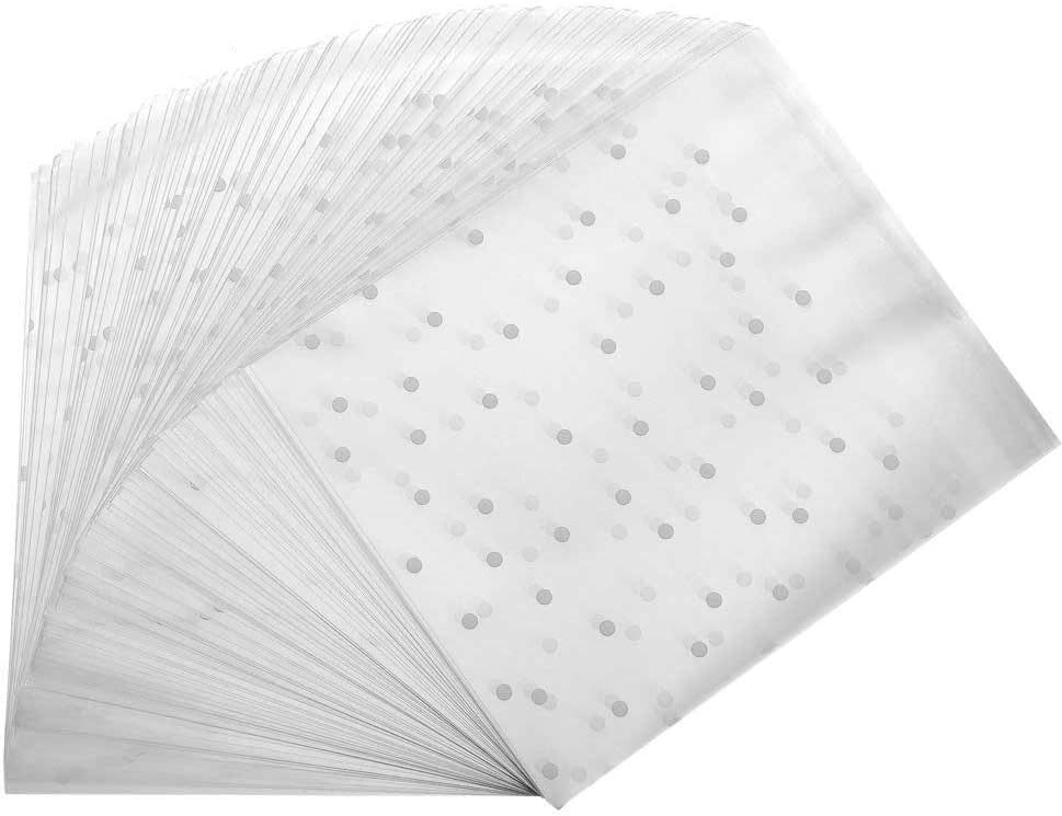 BEHAHAI 200pcs Self Adhesive Cookie Bags,Polka Dot Treat Bags Clear Biscuit Bags Cookie Packaging Bags Opp Cellophane Bags Self Seal White Bakery Bags Wax Melt Bags Packaging Candy Gift Bags