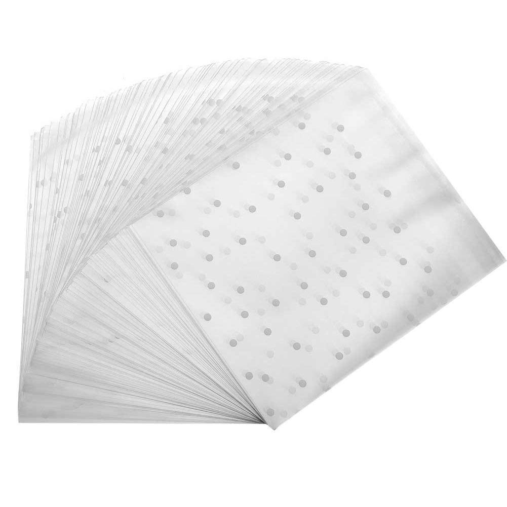 BEHAHAI 200pcs Self Adhesive Cookie Bags,Polka Dot Treat Bags Clear Biscuit Bags Cookie Packaging Bags Opp Cellophane Bags Self Seal White Bakery Bags Wax Melt Bags Packaging Candy Gift Bags