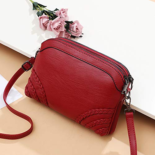 Crossbody Bag for Women Small Leather Phone Purse Wallet Shoulder Bag Trendy Ladies Wristlet Clutch (Red b) - Thumbnail 2